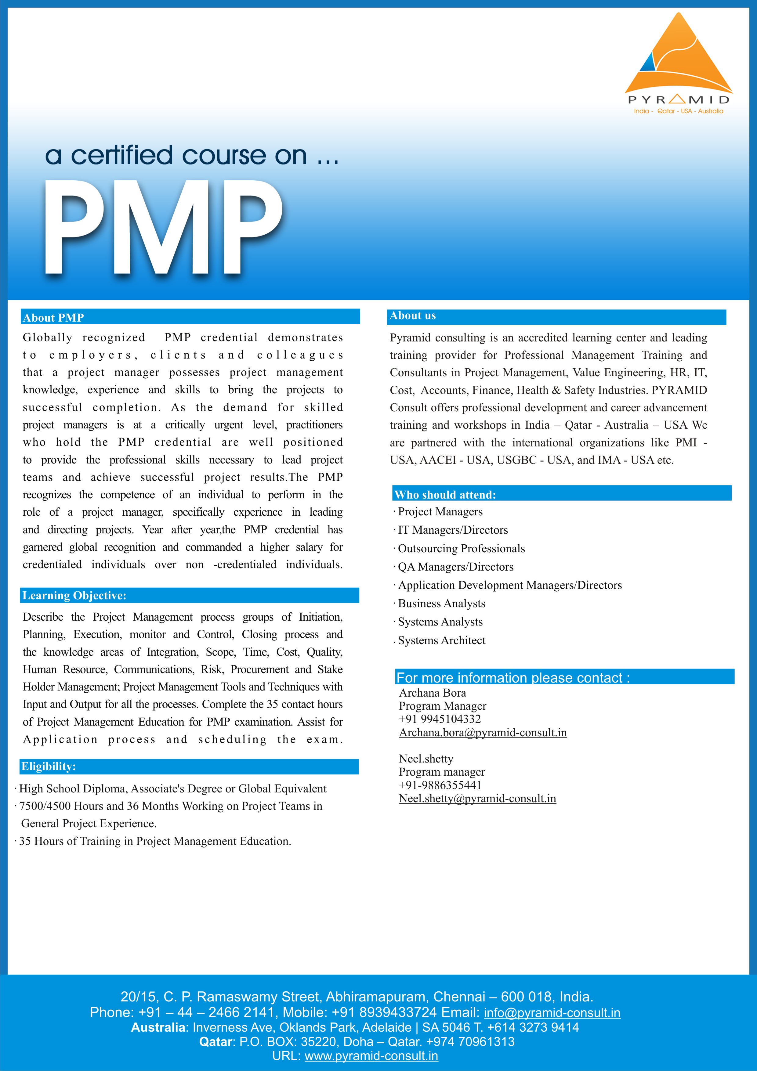 Pmi Pmp Online For Advanced Learners By Pyramid Consultant In